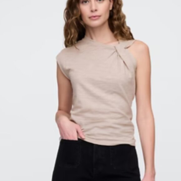 GAP Women's ForeverSoft Twist Top Asymmetrical Knot Tee Size M - Picture 2 of 9